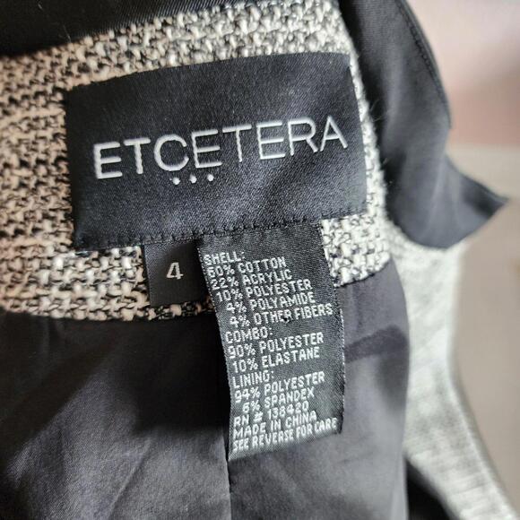 LKNW ETcetera Black white tweed short sleeve peplum blazer adorb 4 A7 - Picture 4 of 7